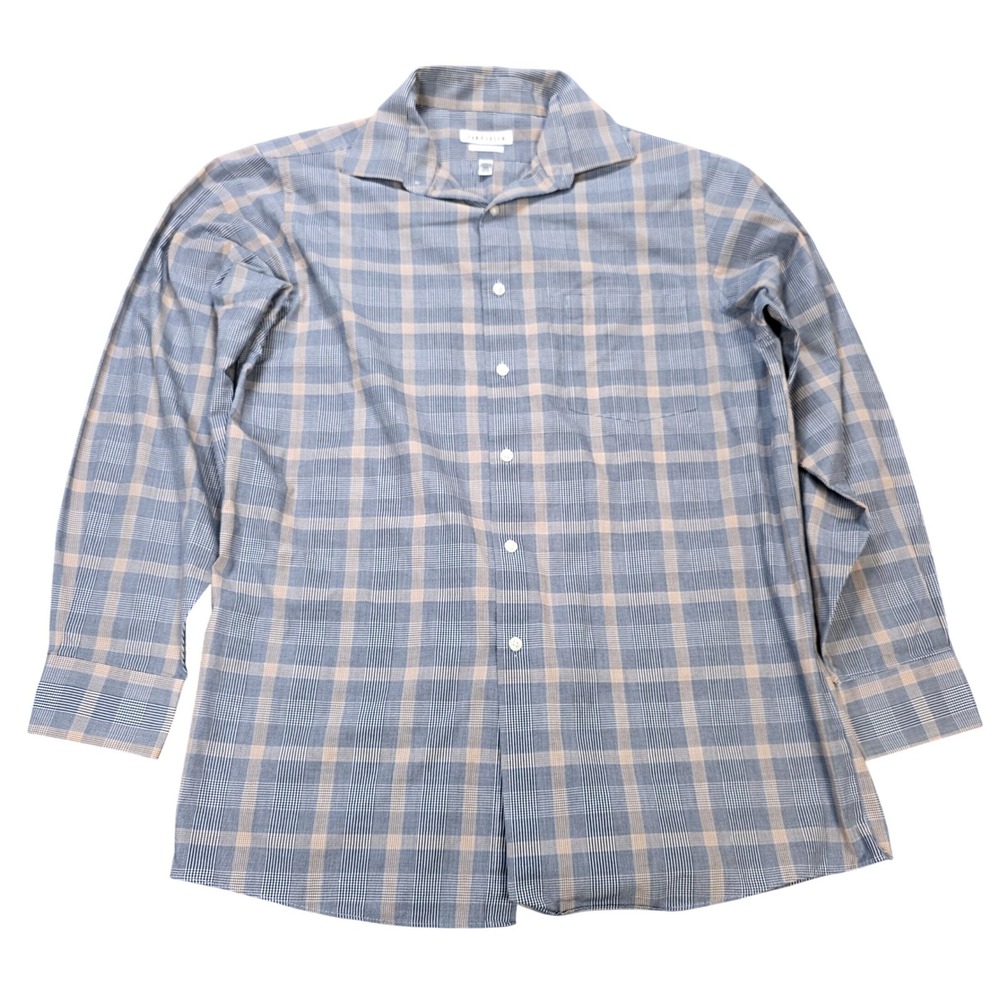 Van Heusen Regular Fit Plaid Button Down Shirt Men' s Size 15.5‎ 32/33 Blue Tan